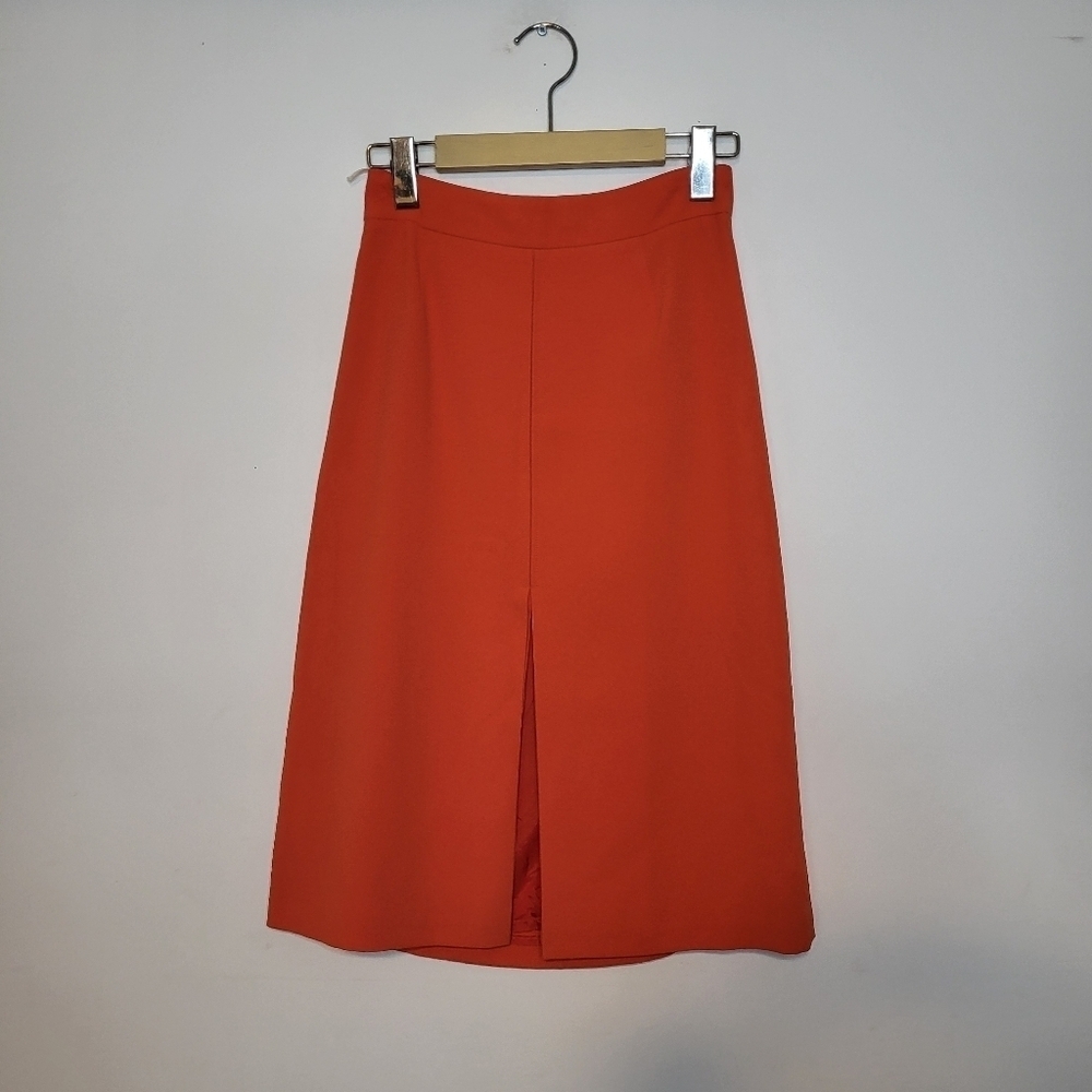 ARITZIA Babaton Women Front Slit Back Zip Midi Length A-Line Skirt Orange Size 2